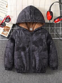 SHEIN 兒童 1件 小男孩冬季卡通印花保暖內裡連帽外套背心 度假可愛街頭 Y2K 生日派對 開學季 萬聖節 超值上衣 - 彩色 - 查看 5