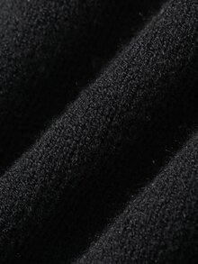 DAZY 男士純黑色長袖圓領通勤毛衣，秋季 - 黑色 - 查看 7