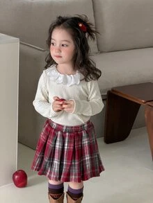 DAZY Infant/Toddler (Girl) Round Neck Casual Autumn/Winter Long Sleeve Top - Beige - View 3
