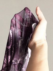 SHEIN ICON 女款大尺碼佩斯利印花前綁帶喇叭袖高低下擺上衣 - 紫色 - 查看 11