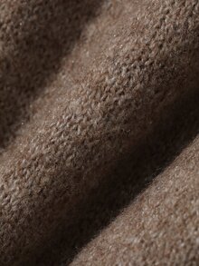 DAZY Women's Solid Color Sweater With Belt, Urban Renaissance Street Style, Casual Fashion, Creative Personalized Streetwear - Khaki - View 9