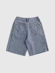 ROMWE Y2K Women's Autumn Colorful Button Decor Denim Shorts - Light Wash - View 2