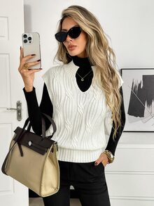 Elyressa Fall Clothes FOR WomenWomen Sweater Vests - White - View 1