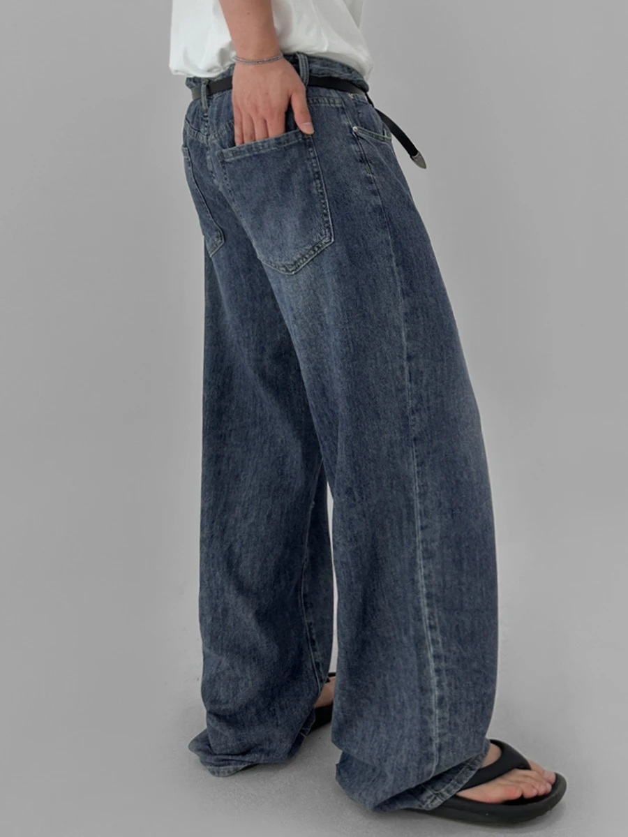 DAZY Black Curved Leg Washed Distressed Men's Jeans - Blue - View 1