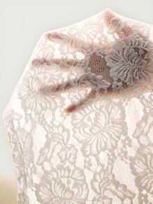 SHEIN Casual Daily Commute V-Neck Hollow Lace Ruffle Bell Sleeve Women's Blouse - Apricot - View 8