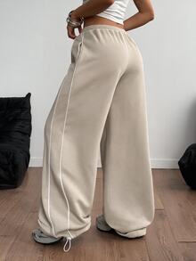 Coolane Summer Sport Casual Logo Pattern Baggy Sweatpants - Apricot - View 2