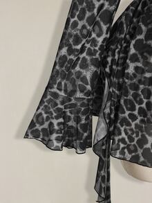 SHEIN ICON Women's Plus Size Leopard Print Ruffle Hem Dress Fall - Grey - View 8