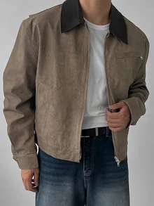 DAZY Áo khoác denim nam phối màu nâu trơn, giặt mài rách phong cách cho mùa xuân/thu - màu nâu - Xem 5
