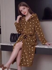 SHEIN Tween Girl Autumn/Winter Thermal Lined Thick Plush Floral Cute Loungewear - Multicolor - View 6