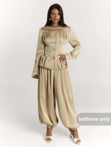SHEIN BAE Women's Solid Color Pocket Commuter Versatile Fashion Suit Pants - Khaki - View 6