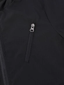 1pc Boys Casual Basic Hoodie Jacket, Suitable For Daily Commute, School, Outdoor Wear, Layering, All Seasons - Black - View 5