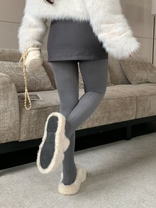 FRIFUL Women's Grey Versatile Slimming Footed Leggings, Autumn/Winter - Grey - View 2