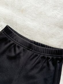 SHEIN Vintaside Kids 3件組幼女背心T恤喇叭褲套裝，可愛甜美粉色白色貓咪圖案，絎縫拉鍊羅紋長袖，生日派對冬季秋季假期穿搭 - 淺粉色 - 查看 6
