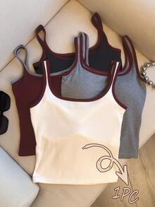 Resyla Women's Plus Size Casual Minimalist Fashion Colorblock Trim Camisole Tank Top - Multicolor - View 2