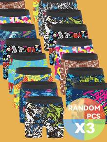 Notgurli 1/3/6pcs Men's Square Boxer Briefs Fashion Random Print - Multicolor - View 5