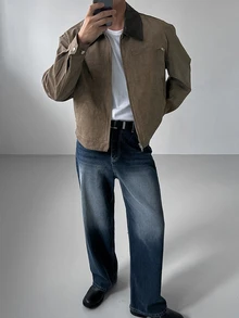 DAZY Áo khoác denim nam phối màu nâu trơn, giặt mài rách phong cách cho mùa xuân/thu - màu nâu - Xem 6