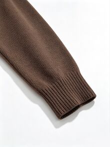 SHEIN Women's Spring, Summer, Autumn, And WinterHooded Long Sleeve Single-Breasted Solid Color Cardigan - Coffee Brown - View 4