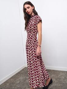Nöista A Modern Chinese-Style Sleeveless Long Dress. - Burgundy - View 2