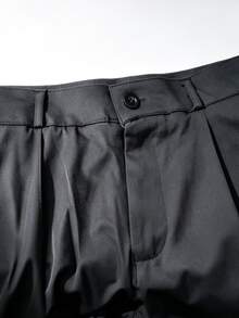 DAZY Men Drapey Black Dress Trousers Single Pleat Wide Leg Pants Retro Old Money Style Spring Fall High Waist Pants Urban Street & Office - Black - View 5