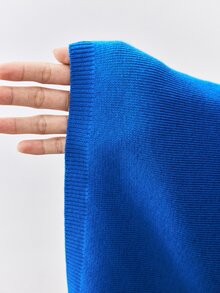 ATUI Studio Minimalist Versatile Round Neck Dropped Shoulder Long Sleeve Waist Horizontal Ribbed Cinched Loose Fit Casual Women's Sweater - Blue - View 9