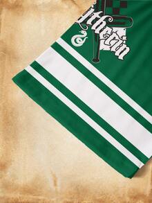 HARRY POTTER X SHEIN Men's Minimalist Letter & Stripe Print Short Sleeve T-Shirt - White - View 5