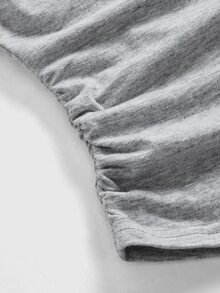 SHEIN Teen Girls Fall Knit Long Sleeve T-Shirt, Gray Crew Neck Loose Fit Casual Top For Daily School Wear, Soft, Ribbed, College, All-Match, Simple, Comfortable - Grey - View 5