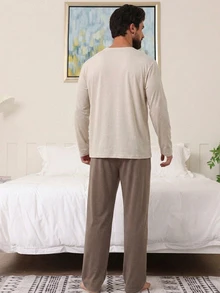 DAZY 夏季純色拼接T恤與男士居家休閒服套裝 - 彩色 - 查看 2