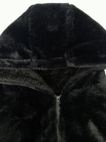 Manfinity Homme 萬聖節、聖誕節、新年禮物，男士亮面連帽冬季夾克 - 黑色 - 查看 5
