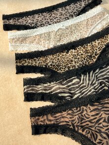 Bare Chapter Women's Printed Lace Patchwork Comfortable Plus Size Panties 5pcs Set - Multicolor - View 7
