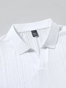 Manfinity Homme 大尺碼男士純色休閒基礎短袖 Polo 衫 白色 夏季 度假度假風 老錢風 聖誕 - 白色 - 查看 4