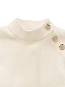 LUMIGAL Women's Autumn/Winter Button Cape Design Elegant Overcoat - Apricot - View 7