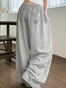Dazy Tall Women's Elastic Waist Casual Loose Sweatpants - Light Grey - View 3