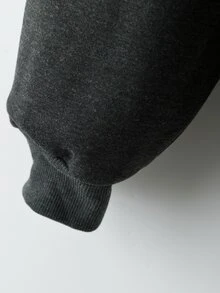 Linhara CURVE Plus Size Women's Casual Loose Hooded Sweatshirt With Lobster Clasp, Autumn/Winter Design Street Style - Dark Grey - View 7