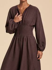 Travachic Women's Long Sleeve Solid Color Jumpsuit - Brown - View 7
