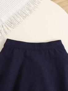 SHEIN 女童套裝，深藍色套頭毛衣套裝，適合秋冬穿著 - 藏蓝色 - 查看 7