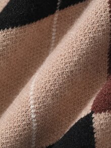 Livesso Fall/ Dark Brown Round Neck Long Sleeve Cable Knit Slim Fit Ribbed Knit Casual Vintage Preppy Women's Sweater Everyday School Work - Apricot - View 7