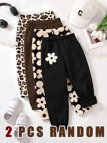Baby Girls Casual Sweatpants Floral & Leopard Print Cozy Fall Winter Jogger Pants 2 Pieces - Multicolor - View 3