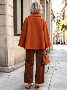 Offisola Women's Autumn/Winter Versatile Solid Color Elegant Vintage Noble Loose Casual Daily Commute Party Jacket - Rust Brown - View 2