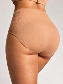 Barelissa High-Waisted Panties Featuring Full-Coverage Design, Soft And Breathable Comfort, And An Elastic Waistband1pcs - Mocha Brown - View 2