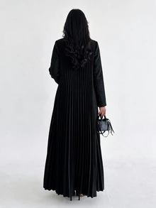 Yasveil Abaya dengan Lipatan di Bagian Bawah dan Bukaan di Bagian Depan - Dark Green - View 2