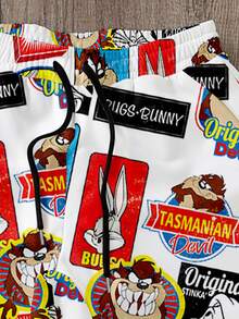 LOONEY TUNES X SHEIN Daypath Men's Drawstring Elastic Waist Cartoon All-Over Print Casual Sweatpants With Dual Pockets - Multicolor - View 4