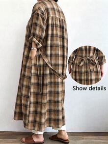 Linhara CURVE 女款長版休閒亞麻外套，休閒外穿通勤上衣 - 彩色 - 查看 2