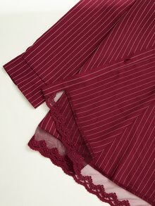 Rusticease Plus Size Red Button Front Lapel Collar Long Sleeve Blouse Elegant Casual Smart Office Working Fall Winter 2026 - Burgundy - View 6