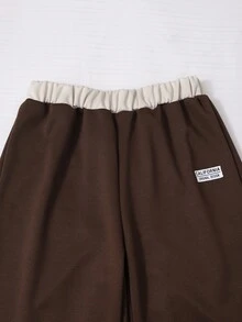 SHEIN 女童大童春秋冬季休閒兩件套，紐約字母圖案立領衛衣與短褲套裝，保暖校園穿搭，適合日常穿著、上學、通勤、外出、散步、購物、旅行，可搭配夾克、背心、棉襖 - 彩色 - 查看 5