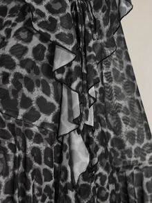 SHEIN ICON Women's Plus Size Leopard Print Ruffle Hem Dress Fall - Grey - View 9