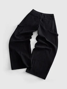 ROMWE MEN Street Life Men's Dark Gothic Structured Jeans - Black - View 2