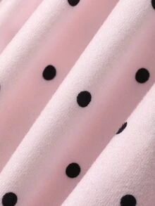 Dazy Plus طقم بيجامة وردي بنقاط بولكا مع تنورة ضيقة أنيقة مزينة بالدانتيل المتباين وسترة طويلة - وردي - مشاهدة 7