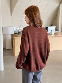 K-Vae Women's Solid Color Long Sleeve Loose Fashion Versatile Cardigan - Brown - View 2