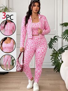 SHEIN EZwear 大碼兩件套裝 - 粉色 - 查看 1