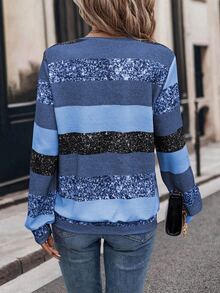 EMERY ROSE Women's Colorblock Half-Zip Long Sleeve Sweatshirt - Blue - View 2